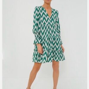 Tuckernuck pomander place Green and White IKAT kenzo dress women’s XL.